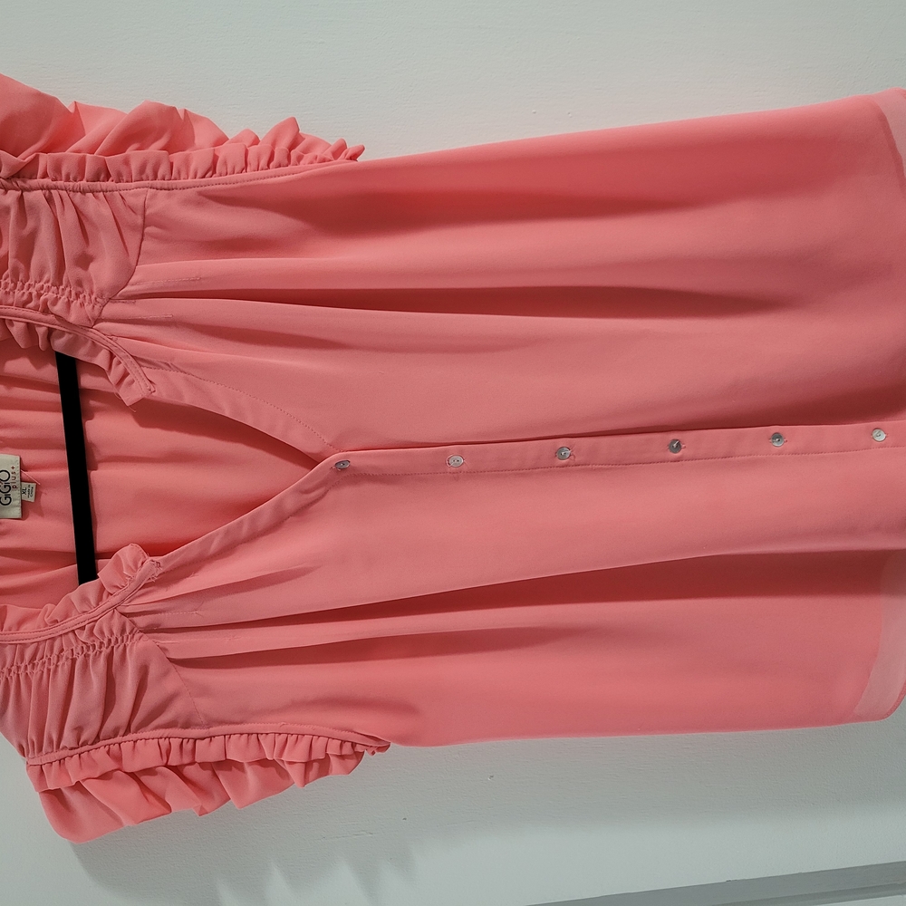 GiGi O PLUS Women's Pink Ruffle Sleeve Top